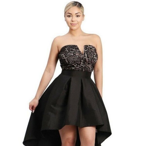 LA Fatima Black Tube Fit/Flare Midi Party Dress - Picture 1 of 4